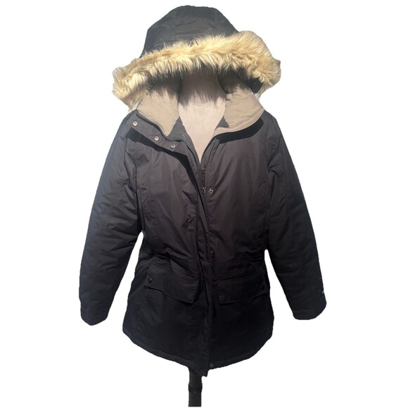 LL Bean Baxter State Tex Parka Womens Lrg Faux Fur Hood Coat Goose Down Jacket - Picture 7 of 12